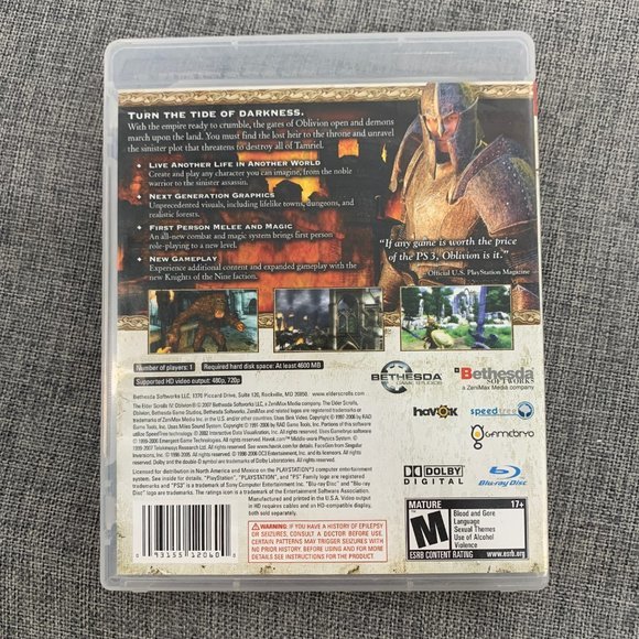 Elder Scrolls IV Oblivion Playstation 3 Mature 17+ Bethesda Softworks - Picture 2 of 8